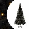 vidaXL Božično drevo z LED-lučkami Črna 180 cm PVC in jeklo