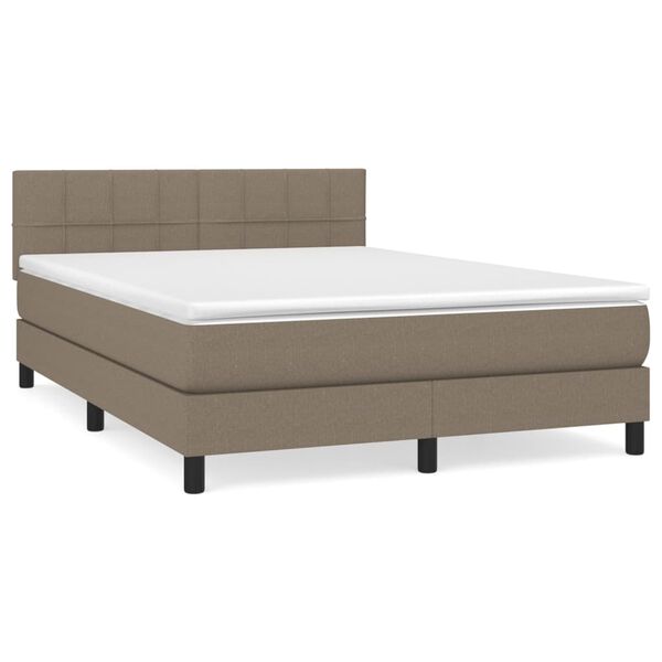 vidaXL Box spring postelja z vzmetnico taupe 140x190 cm blago