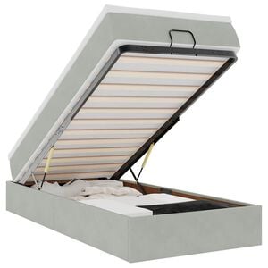 vidaXL Otomanski posteljni okvir z vzmetnico siv 100x200 cm žamet