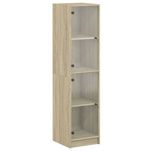vidaXL Visoka omara s steklenimi vrati sonoma hrast 35x37x142 cm