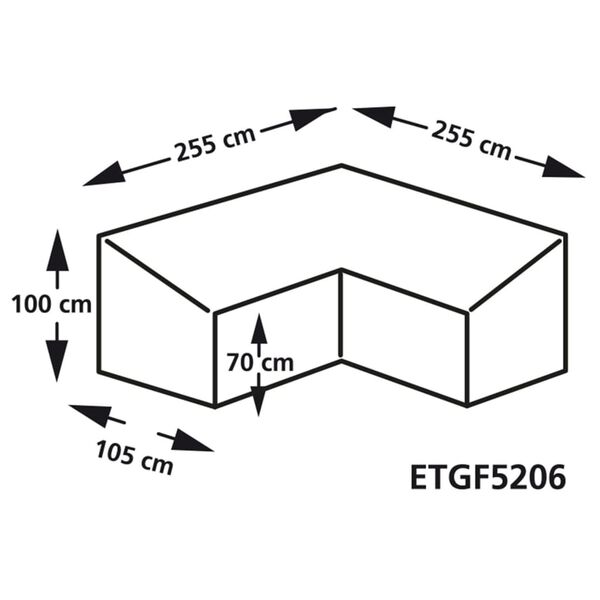 Eurotrail Pokrivalo za zunanji kavč L-oblike 255x255x100/70 cm sivo