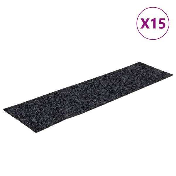 vidaXL Preproge za stopnice samolepilne 15 kosov 76x20 cm temno sive pravokotne