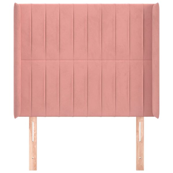 vidaXL Vzglavje z u&scaron;esi roza 103x16x118/128 cm žamet