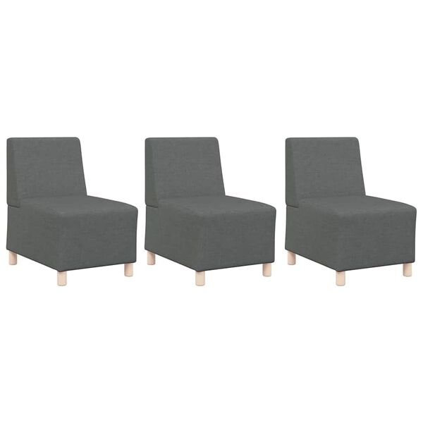 vidaXL Modularna sofa enota brez naslonov 3 pcs Temno siva