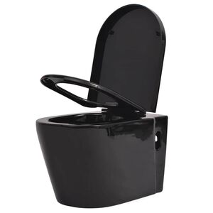 vidaXL Viseča WC &Scaron;koljka Keramična Črna