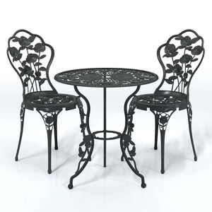 vidaXL Bistro garnitura 3-delna liti aluminij črna
