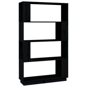 vidaXL Knjižna omara/pregrada črna 80x25x132 cm trdna borovina