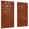 vidaXL Vrtne stenske dekoracije 2 kosa 105x55 cm corten jeklo rože