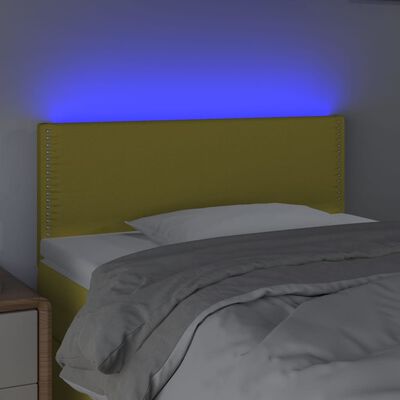 vidaXL LED posteljno vzglavje zeleno 100x5x78/88 cm blago