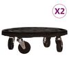 vidaXL Vozički za rastline s kolesi 2 kosa premer 40 cm črn 275 kg