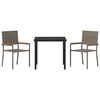 vidaXL Komplet za jedilnico v vrtu z blazino 3 pcs Siva poli ratan