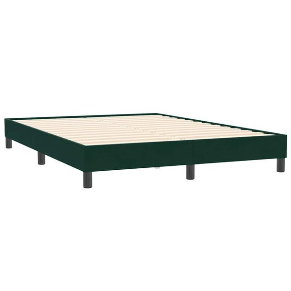 vidaXL Box spring postelja z vzmetnico temno zelena 140x210 cm žamet