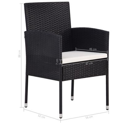 vidaXL Vrtni stol 2 kosa poli ratan črne barve