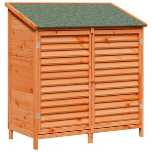 vidaXL Vrtno skladi&scaron;če s streho Rjava 106 x 56 x 113,5 cm Trdna smreka