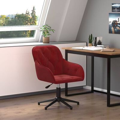 vidaXL Vrtljiv pisarniški stol vinsko rdeč žamet