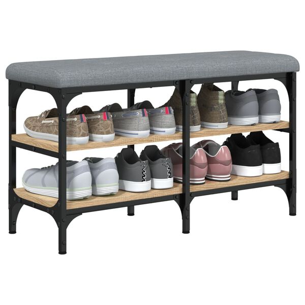 vidaXL Klop za čevlje sonoma hrast 82x32x47 cm inženirski les