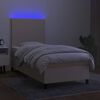 vidaXL Box spring postelja z vzmetnico LED krem 100x200 cm blago