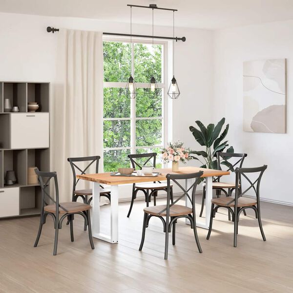 vidaXL Noge za jedilno mizo v obliki ?rke U, 2 kosa, bele barve, 50 x (72-73) cm, jeklo