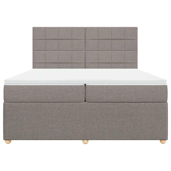 vidaXL Box spring postelja z vzmetnico taupe 200x200 cm blago