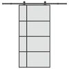 vidaXL Drsna vrata z opremo 102,5x205 cm ESG steklo in aluminij