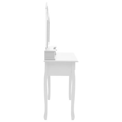 vidaXL Mizica za ličenje s stolčkom bela 100x40x146 cm les pavlovnije