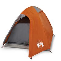 vidaXL Šotor za kampiranje za 2 osebi siv in oranžen vodoodporen