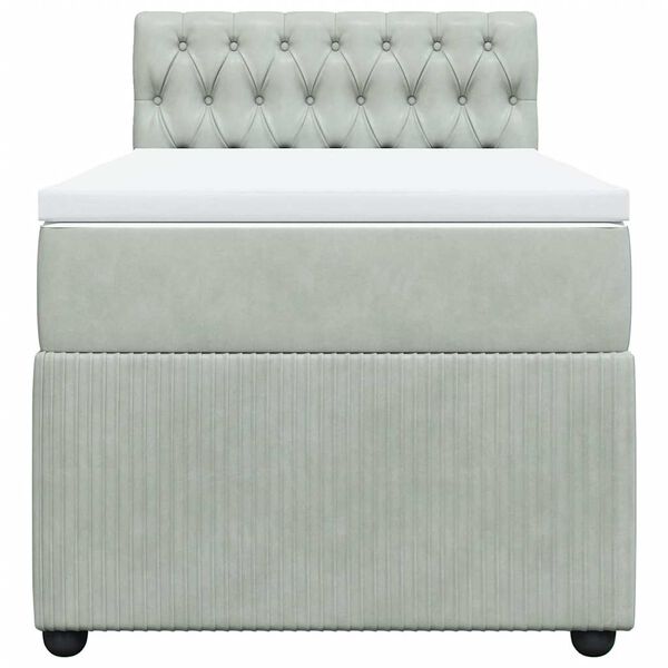 vidaXL Box spring postelja z vzmetnico svetlo siv 90x190 cm žamet