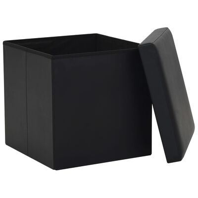 vidaXL Zložljivi stolčki za shranjevanje 2 kosa črno umetno usnje