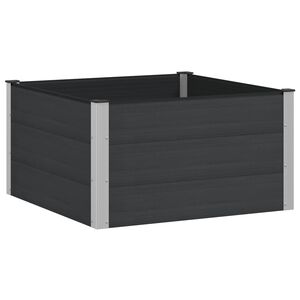 vidaXL Vrtna visoka greda Črna 100 x 100 x 54 cm WPC in aluminij