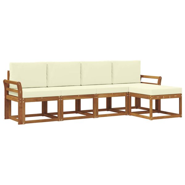 vidaXL Zunanja garnitura za sedenje z blazino 5 pcs Naravna in smetana