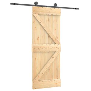 vidaXL Drsna vrata Naravna in črna 70 x 210 cm Masiven borov les