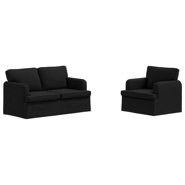 vidaXL Kavčna garnitura 2 pcs Črna 144 x 80 x 85 cm blago