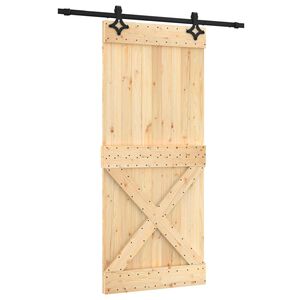 vidaXL Drsna vrata Naravna in črna 90 x 210 cm Masiven borov les