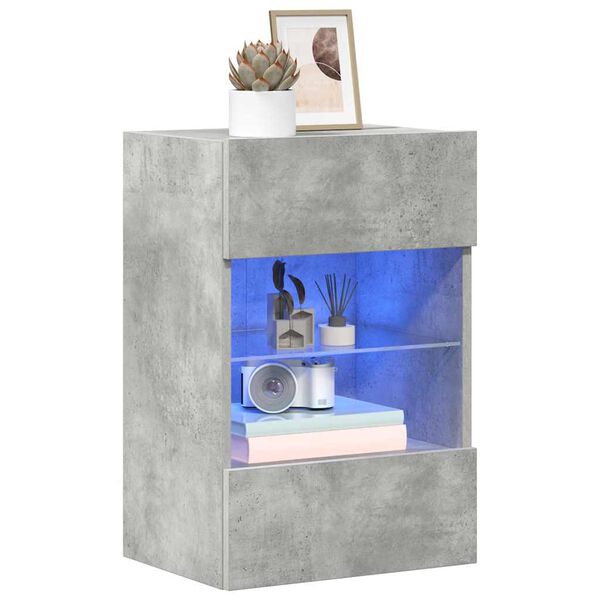 vidaXL Stenske omarice z LED lučmi za TV 2 kosa betonsko siva 40x30x60,5 cm