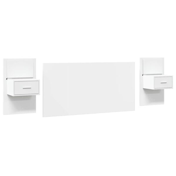 vidaXL Vzglavje za posteljo z omaricami belo 160 cm inženirski les