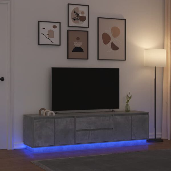 vidaXL TV omarica z LED lučmi betonsko siva 193,5x41x50 cm