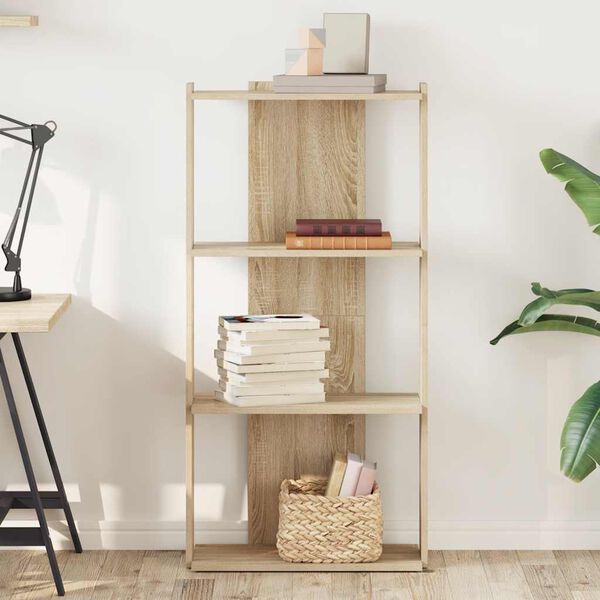 vidaXL Knjižna omara 3-nadstropna sonoma hrast 60x30x120 cm inž. les