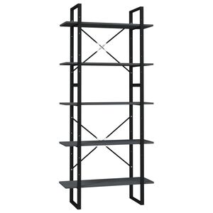 vidaXL 5-nadstropna knjižna omara siva 80x30x175 cm borovina