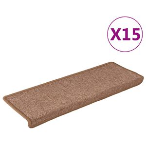 vidaXL Stopni&scaron;čne preproge 15 kosov 65x21x4 cm rjave pravokotne robove