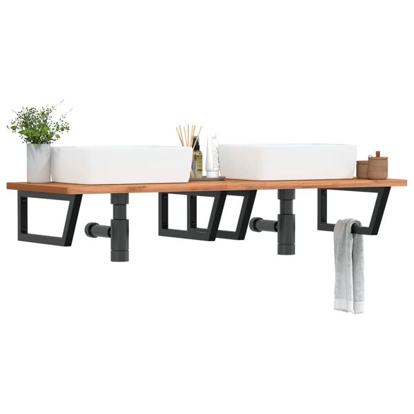 vidaXL Nosilci polic za umivalnik 2 kosa črni trapez jeklo