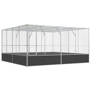vidaXL Voliera srebrna 418x414x212 cm jeklo