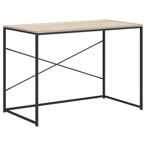 vidaXL Računalni&scaron;ka miza črna in hrast 110x60x70 cm inženirski les