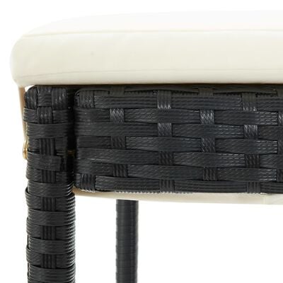 vidaXL Vrtni barski stolčki z blazinami 2 kosa črn poli ratan