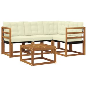 vidaXL Zunanja garnitura za sedenje z blazino 5 pcs Naravna in smetana