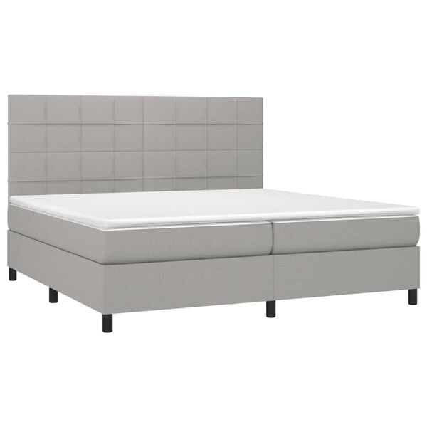 vidaXL Box spring postelja z vzmetnico svetlo siva 200x200 cm blago