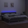 vidaXL Box spring postelja z vzmetnico LED temno siva 200x200 cm blago