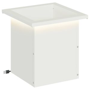 vidaXL Vrtno korito za rože z LED osvetlitvijo Bela 30 x 30 x 30 cm