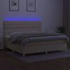 vidaXL Box spring postelja z vzmetnico LED krem 200x200 cm blago