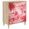 vidaXL Predalni &scaron;afka AACHEN Roza vzorec palme 66 x 36,5 x 75 cm