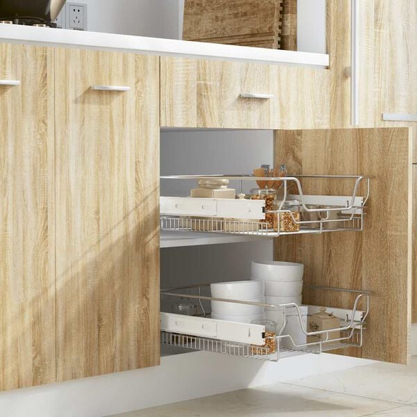 vidaXL Izvlečne košare mrežaste 2 kosa 500 mm srebrne